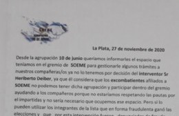 La Agrupación 10 de Junio cuestionó la postura del actual interventor del SOEME