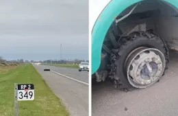 Susto en la ruta: un micro que trasladaba a integrantes de colectividades de Berisso sufrió la rotura de un neumático