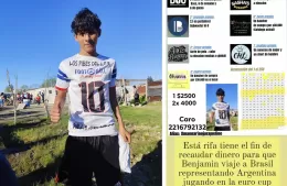 Rifa solidaria para que Benjamín Mannarino viaje a Brasil representando a Argentina